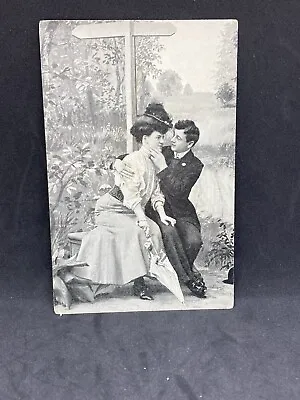 Lovely Vintage Edwardian Sweetheart Postcard Risqué Woman Umbrella Man • £5