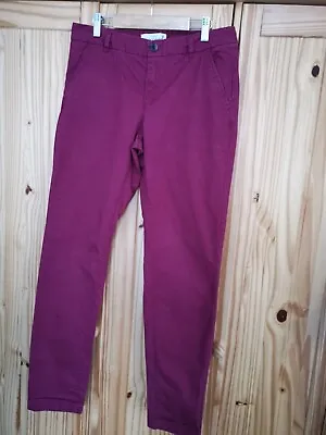 H&M Logg Wine Red Cotton Trousers Pockets UK SIZE 10Excellent Condition Used • £2.50