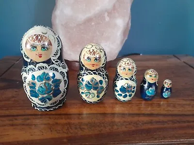 Vintage Traditional Russian Matryoshka Nesting Dolls 5 X Hand Painted Wooden • £11.99