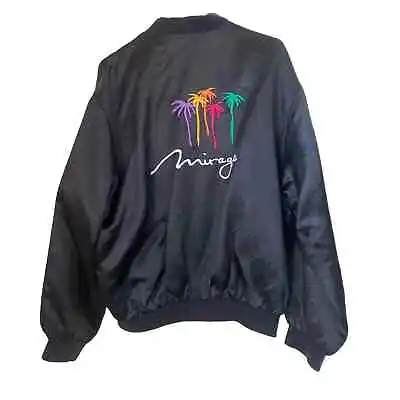 90's VTG Las Vegas Mirage Casino Black Satin Jacket Size L Embroidery  • $85