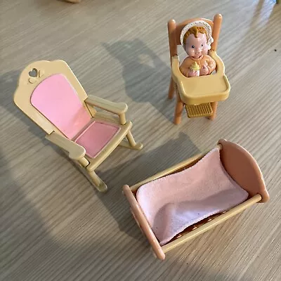 Vintage Fisher Price Loving Family Doll House  Baby And Nursery Furniture • $48