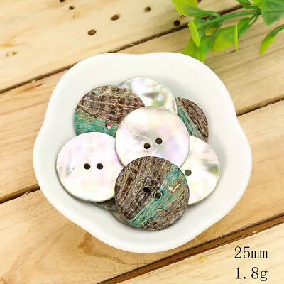 10PC Dazzling Natural Australian Abalone Shell Round 2-holes Flatback Button • $8.30