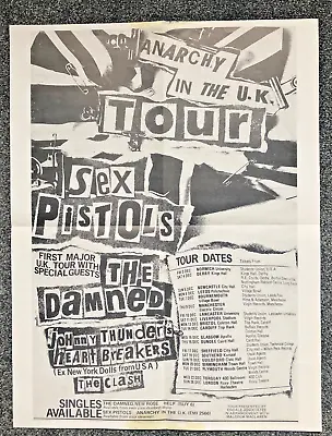 Sex Pistols Anarchy In The UK Tour * Large Repro Poster * The Damned The Clash • £7.50
