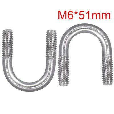 2pcs 50mm Round Bend U Bolts Clamp 304 Stainless Steel M6 U Bolt Pipe Tube Clip • $6.35