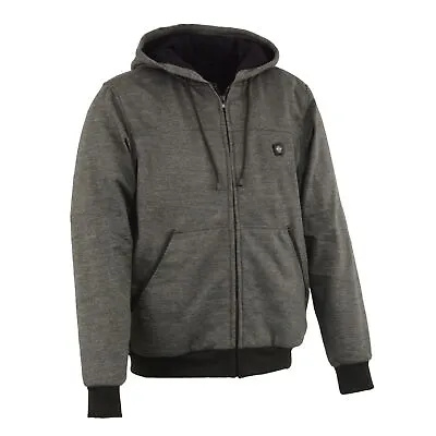 MENS MOTORCYCLE GREY JACKET W/ FRONT BACK HEATING ELEMENTS~HEATED HOODIE -SACU • $169.99