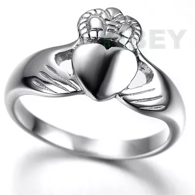 Stainless Steel Claddagh Ring Friendship Wedding Band Hand Crown  • $9.99