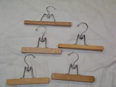 5 Vintage Wooden Clamp-Style Pants/Skirt Hangers • $12.99