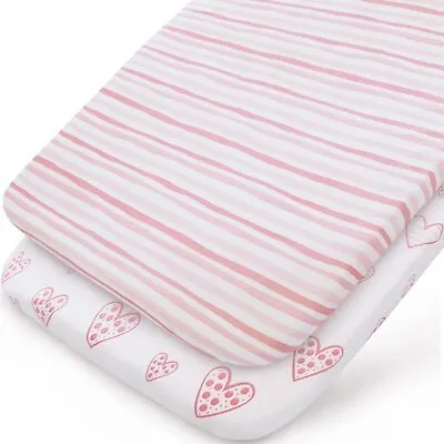 100% Jersey Knit Cotton Bassinet Sheet For Most Bedside Sleeper Bassinet 2 Pack • $19.99