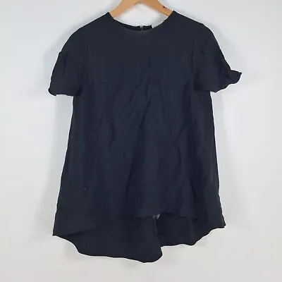 $22.95 • Buy Scanlan Theodore Womens Blouse Top Size 8 Black Short Sleeve Round Neck 015095