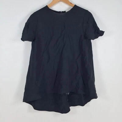 $22.95 • Buy Scanlan Theodore Womens Blouse Top Size 8 Black Short Sleeve Round Neck 015095