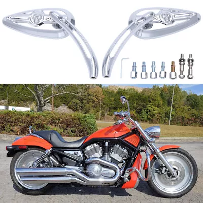 Chrome Motorcycle Rear View Skull Mirrors For Harley Davidson V Rod Night Rod • $35.64