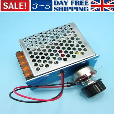 220V AC 4000W SCR Variable Voltage Regulator Motor Controller Module With Knob • £8.28