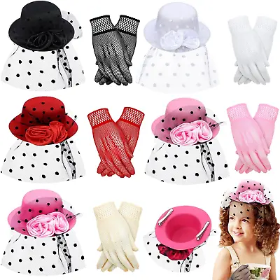 Tea Party Hats For Little Girls Mini Hat Hair Clip Fascinator Veil Mesh Hat Tea • $28.99
