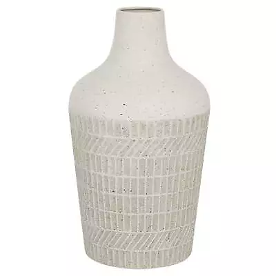  13  Textured White Metal Vase 7.5L X 7.5W X 13.4H • $21.99