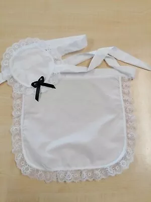 £12 • Buy French Maid Hat & Pinny Apron Black & White Rocky Horror Magenta Fancy Dress