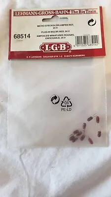 LGB #98514 G SCALE 24 VOLT PLUG-IN BULBS In RED - 1 PACKAGE Of 10 BULBS • $19.48