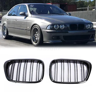 For 97-03 BMW E39 525i 528i 530i 540i M5 Front Hood Kidney Grille Gloss Black • $28.09