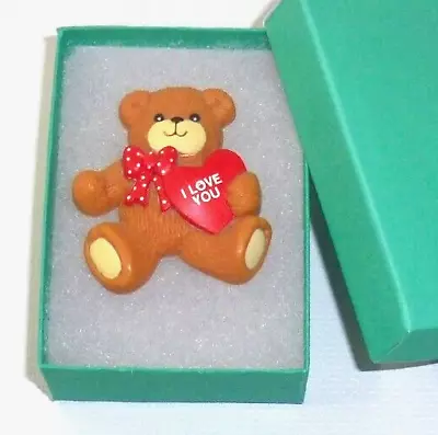1984 Lucy & Me I Love You 2  Teddy Bear Brooch Pin Valentine Heart Bow • $15.30