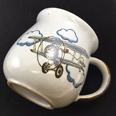 Mustache Coffee Mug Vintage Bi Plane And Hot Air Balloon Stoneware Steampunk • $16.95