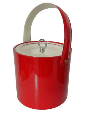 $55 • Buy Georges Briard Vintage Red Vinyl Ice Bucket Retro Mid Century Modern