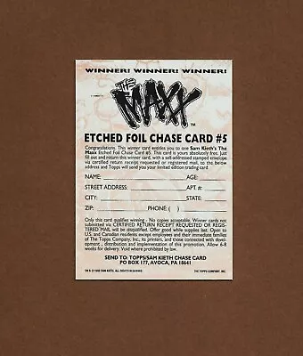 1993 The MAXX Etched Gold Foil Chase Card  # 5 Redemption Send-In Card Topps   • $139