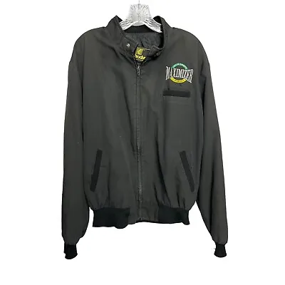 VTG K-Products John Deere Black Snap Button Agriculture Farming Bomber Jacket XL • $40.88