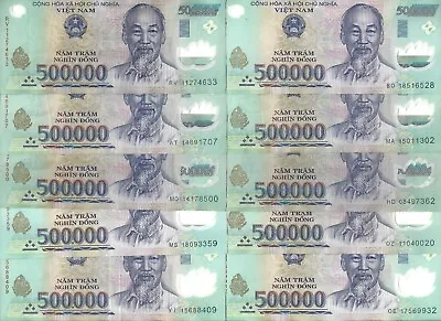 BUY 5 MILLION VIETNAM DONG 10 X 500 000 Vietnamese Dong Currency - VND Banknote • $350