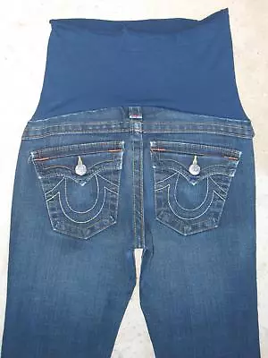 True Religion Pea In Pod Joey Maternity Jeans Sz 28 Bootcut Stretch Distressed  • $45