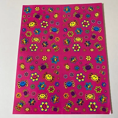 Vintage Lisa Frank Smiley Faces Groovy Flowers Hippie Sticker Sheet S757 • $29.99