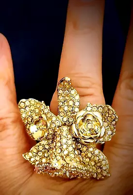 VERSACE / H&M Gold & Rhinestones Flower Ring New In Original Box • $55