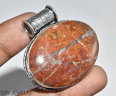 Morrocan Seam Agate Gemstone 1.3  Handmade Pendant 925 Silver Plated U499-D129 • $9.99