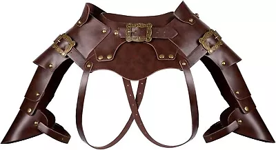 Medieval Knight Shoulders Brown Steampunk Adjustable 100% ORG Leather Body Chest • $169.99