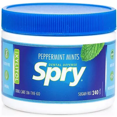 Spry Xylitol Mints Natural Peppermint 240 Count Dental Defense System • £8.74