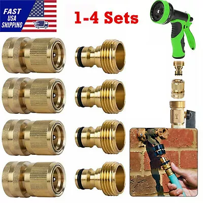 3/4  Garden Hose Quick Connector Water SOLID BRASS Female Male Connect Set • $11.99