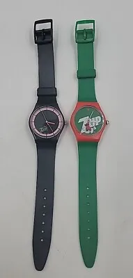 Vintage 90s Cherry 7 Up & 7 Up Watches  Good Condition Retro Advertising Rare! • £38.06