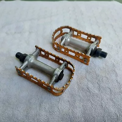 MKS BM-7 Gold Anodized 1/2  Pedal BMX Old School Flat Bike Pedals Vintage Used • $10.50