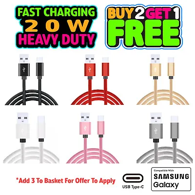 USB-C Lead For Samsung S8 S9 S10+ S20+ Type-C Charging Fast Charger Phone Cable • £4.99