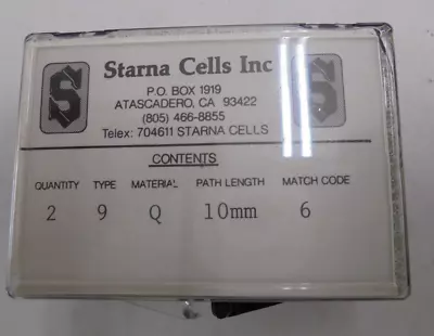 Starna Cells Quartz Spectroscopy Cell 10mm 6 Q • $89.99