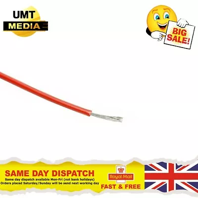 10 Metres Red 0.34mm² 8Amp 22AWG Automotive Hookup Wire Auto Cable • £4.90