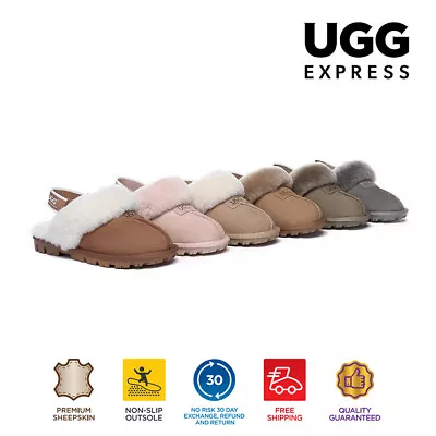 AUSTRALIAN SHEPHERD® UGG Sheepskin Wool Removable Band Slingback Slipper Suziell • $75