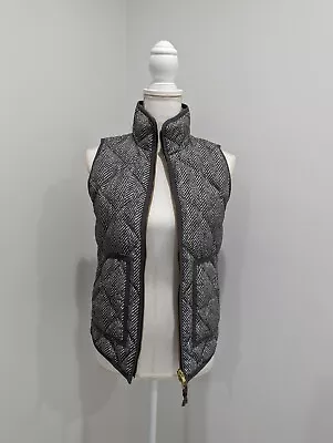 J Crew Herringbone Black White Striped Checkered Quilted Puffer Vest (Sz XXS)  • $15