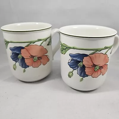 2 Villeroy Boch Amapola Coffee Mug Cup Poppies Germany 1748 Rare • $165