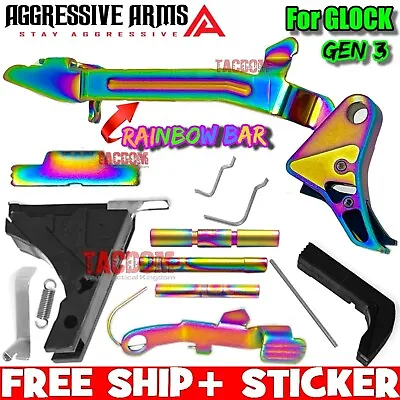 AGGRESSIVE ARMS RAINBOW Trigger CHAMELEON BAR LOWER PARTS KIT GEN 3 GL0CK 17 19 • $129