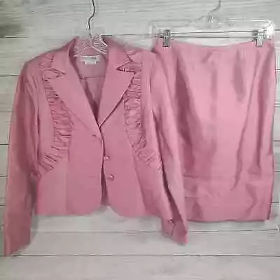 Kay Unger New York VTG Lilac Pink Satin Silk Blend 2 Piece Skirt Suit Size 4 • $39.99