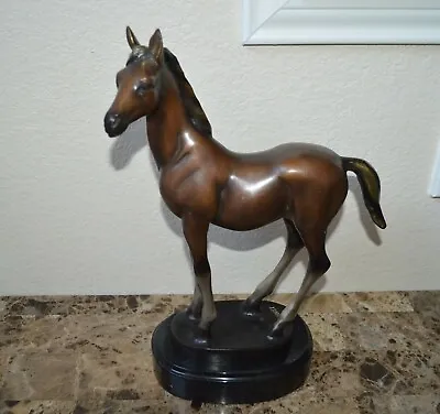 Antique Bronze Horse Art Sculpture Jules J. Moigniez On Marble Stand 15.5  • $319.99