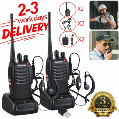 $45.99 • Buy 2x BF BF-888S Two Way Radio Walkie Talkie UHF 400-470MHz Handheld + Earbuds