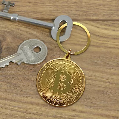 Home Decor Keyring Key Chain Bitcoin Shape Birthday Round Zinc Alloy Arts Crafts • $6.68