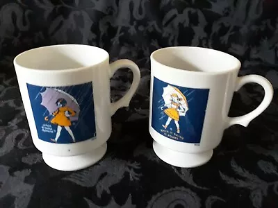 Lot Of 2 Morton Salt Pedestal Coffee Mugs 1972 1956 FREE SHIP • $22.49