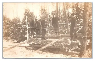 SAND LAKE Michigan MI ~ Loggers On Log Sled Headed To  Mill~ Near Cedar Springs • $29.99