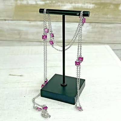 CWE Charles Winston 925 Sterling Silver Purple CZ Necklace 36” • $93.50